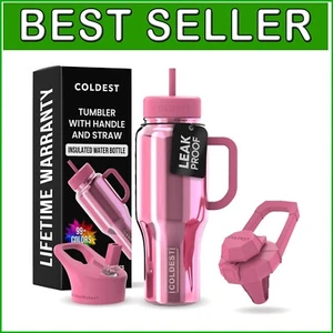 The Coldest 36 oz Spill Proof Tumbler with Ergonomic Handle - Pink Reflections - Picture 1 of 11