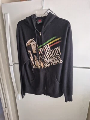 Sudadera con Capucha Y2K Bob Marley Zion Cremallera Completa Negra Rasta Para Hombre Talla M Foto 1 de 4