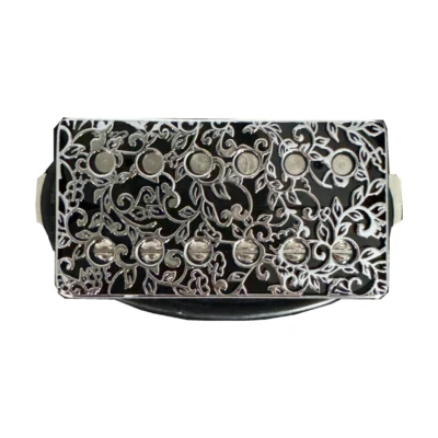 Johnny Eleca Electric Guitar Pickup Humbucker, Neck, Silver Carve Patterns - Image 1 of 3