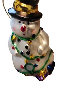 Snowman black with Xmas lights holiday home tree decor - Picture 1 of 3