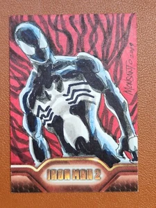 Black Suit Spider-Man 2009 Marvel Iron Man 2 Sketch Card Gilbert Monsanto Venom - Picture 1 of 2