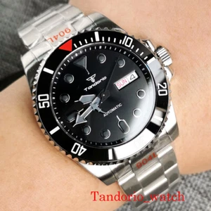 Tandorio 40mm Black NH36A Automatic Mens Watch Date Sapphire Glass Oyster Strap - Picture 1 of 15