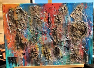 HANDGEMALT Acrylbild Leinwand Unikat- 50x70cm mit Strukturpaste - Bild 1 von 9