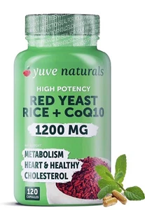 Red Yeast Rice 1200 mg Capsules with CoQ10 – Maintain Healthy Cholesterol 120ct - Picture 1 of 1