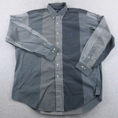 Polo Ralph Lauren Shirt Mens Extra Large Gray Plaid Colorblock Classic Fit Pony - Image 1 of 4