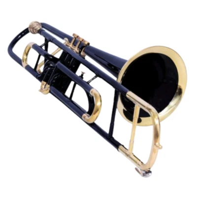 Valve Trombone Black Color/Brass Finish Bb By Zaima With Hard Case+Mouthpiece. - Image 1 of 4