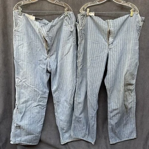 2 pantalones de trabajo de carpintero vintage Big Mac a rayas de nogal envejecido como están - Imagen 1 de 5