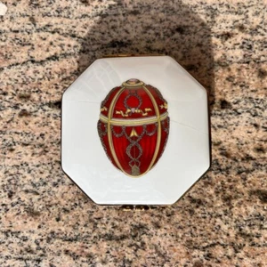 Faberge Limoges France Imperial Rosebud Egg Porcelain hinged Trinket Box - Picture 1 of 5