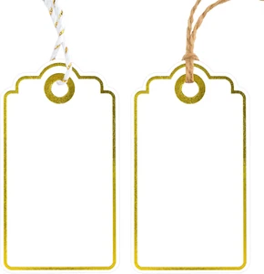 Anwyll Gift Tags with String - 100Pcs Gold Foil Metallic Hang Paper Tags, White  - Picture 1 of 12