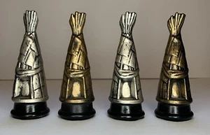 Vintage Ceramic Teepee Set Of 4 Native American Chess Pieces Nordic Mold 4.5”  - Picture 1 of 10