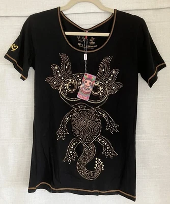 Ay Guey! New Women’s Large Black T-Shirt Magical Lizard Creature - Image 1 of 4