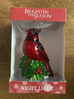 Nuevo Interruptor Brillo Noche Cardinal Rojo Con Bombilla Navidad Acebo Bayas Foto 1 de 2