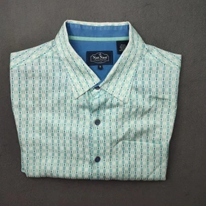 Nat Nast Shirt Mens Medium Geometric Silk Blend Short Sleeve Button Up Luxury - Picture 1 of 9