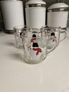 Crate & Barrel Skating Snowman Snowmen Luminarc Mug 3 - Picture 1 of 3