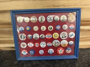 Vintage 38 gerahmte Präsidentschaftskampagne Knöpfe 1972 Repro FDR JFK Nixon Truman Lot - Bild 1 von 9