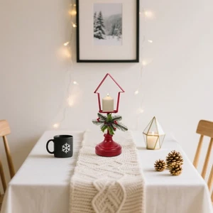 Candlestick Holder: Tabletop Candlestick Stand - Wrought Iron Christmas Candle - Picture 1 of 12