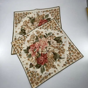 April Cornell Pillow Covers x2 Matching Floral 15" Buttons Reverse Cottage Core - Picture 1 of 9
