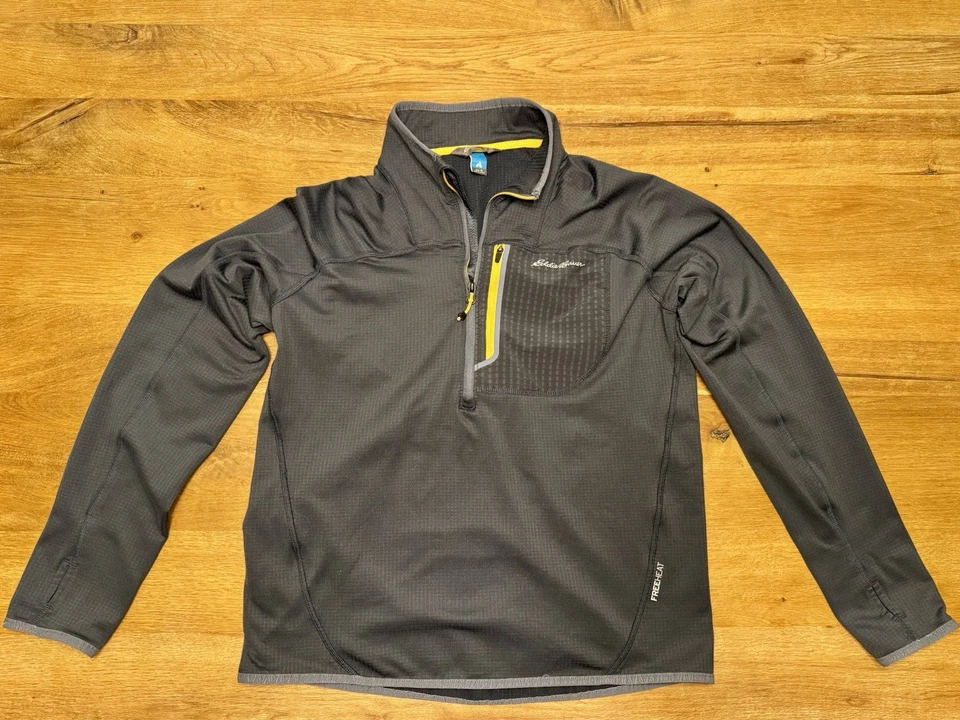 Eddie Bauer First Ascent 男式网格抓绒灰色中号长袖 — 第 1/4 张图片