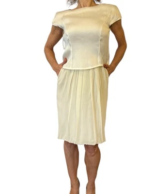 Giorgio Armani кремовый слоновой кости шелк платье крышка рукав коктейль слоистый 40 США 6 - Изображение 1 из 4