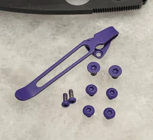 Purple Titanium Deep Pocket Clip & Stainless Screws For Spyderco Shaman C229GPBK - Picture 1 of 9