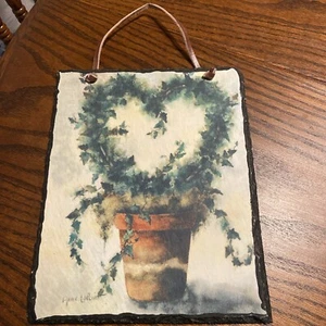 9.5 X 7.5 Annie LaPoint Evergreen decor slate painting and 15.5 X 6 Bath slate - Picture 1 of 5