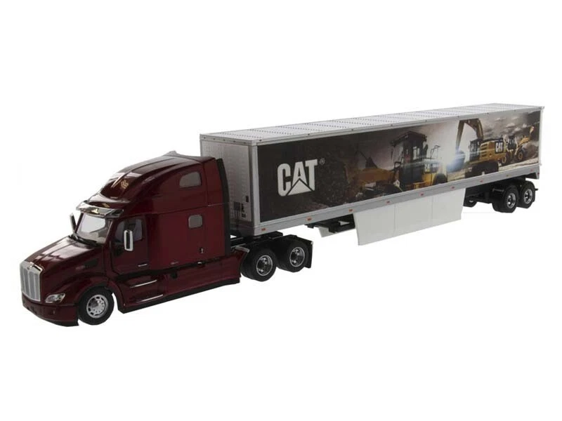 PETERBILT 579 ULTRALOFT W/CAT MURAL VAN TRAILER 1/50 DIECAST MODEL MASTERS 85665
