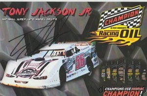 2016 Tony Jackson, Jr. signed Champion Oil PRI Show Dirt Late Model Hero Card - Picture 1 of 1