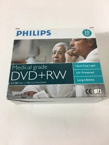 Paquete de 10 discos multimedia Philips en blanco DVD+RW DVDRW 4x grado médico 4,7 GB RW - Imagen 1 de 6