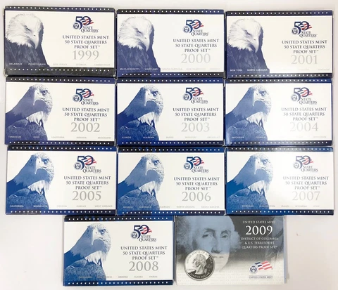 1999-2008-2009 Proof State & Territories DC Quarter 11-Year Set 25C Complete OGP Cover