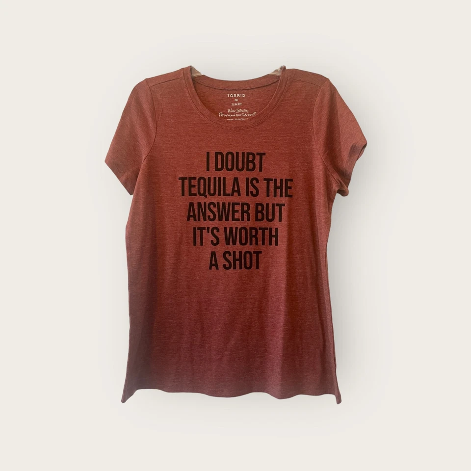 Torrid Slim Fit Short Sleeve Tee T-shirt Tequila Shot Size 00 New - Image 1 of 1