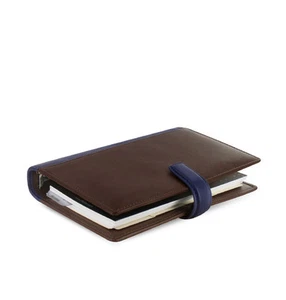Filofax Personal Size Nappa Organiser Planner Chocolate&Blue Leather 025135 - Picture 1 of 6
