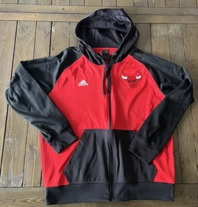 Adidas Mens Full Zip Chicago Bulls NBA Hoodie Jacket Red Black Size Medium - Picture 1 of 13