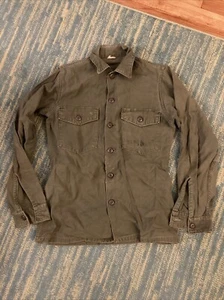 Vintage 70s USMC Sateen OG-107 Shirt Green Fatigue * 14 1/2 * - Picture 1 of 9
