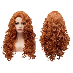 Copper Red Versatile Skin Top Ladies Wig Lovely Long Curly - Picture 1 of 6