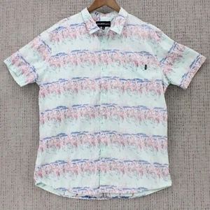 Molokai Surf Co Shirt Mens 2XL White Striped Button Down Short Sleeve Collared - Picture 1 of 9
