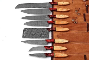 8pcs Pro Best Damascus Steel Chef Knife set/Kitchen Knife set With Roll Case Bag - Picture 1 of 5