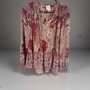 Blusa Para Mujer KNOX ROSE XS Roja Transparente Multicolor Boho Floral Plisada Borlas - Imagen 1 de 5