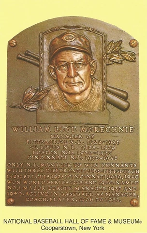 Postcard Bill McKechnie Baseball Hall of Fame Cooperstown Cincinnati Reds MINT Cover