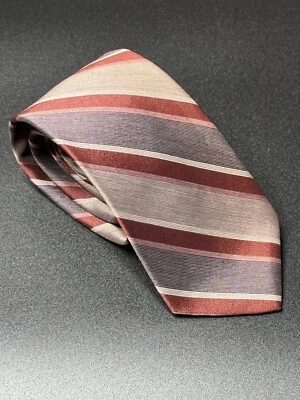 Vintage John Weitz Neck Tie Mens Polyester Necktie Pink Burgundy Gray Stripes - Image 1 of 4