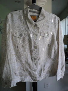 RUBY RED WHITE TAN JACKET WITH BEADING SIZE 10 #7804 - Picture 1 of 3