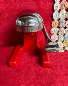 Vtg Juice King Style Red Cast Iron and Chrome Stand Manual Hand Citrus Press - Picture 1 of 12