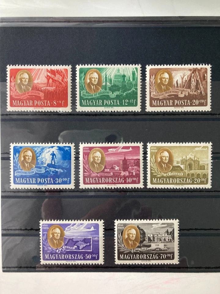 Hungría, 1947, MI 985-992, Perfor. In Memoriam F.D.Roosevelt, MNH, juego completo Foto 1 de 1