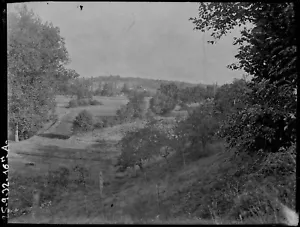 Plaque verre photo ancienne négatif noir et blanc 9x12 cm paysage champs France - Photo 1 sur 2