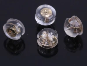 Silikon/Kupfer Ohrmuttern Pfostenstopper Ohrring Fundstücke rund vergoldet 5x4mm - Bild 1 von 3
