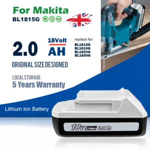 Batería para Makita BL1815G 18 voltios serie G BL1813G BL1820G HP448D TD127D 2.0Ah - Imagen 1 de 11