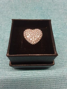 Size 6 Sterling Silver Heart Ring Made With White Zirconia From Swarovski (584) - Picture 1 of 12