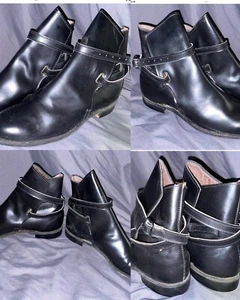 VTG 60S NEW NIB MENS 9.5 BLACK JODPHUR BUCKLE STRAP LEATHER BEATLE ANKLE BOOTS - Picture 1 of 8