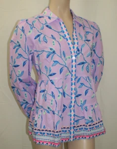 Lilly Pulitzer Kenna Stretch Top Button Down LS Purple Iris Sz L NWT - Picture 1 of 8
