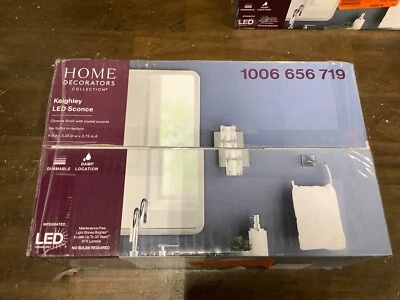 Arandela de parede Home Decorators Collection Keighley LED cromada e cristal nova - Imagem 1 de 3