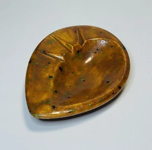Vintage MCM Glazed Speckled Ceramic Ashtray Candy Dish Teardrop Shape No Cracks - Picture 1 of 9